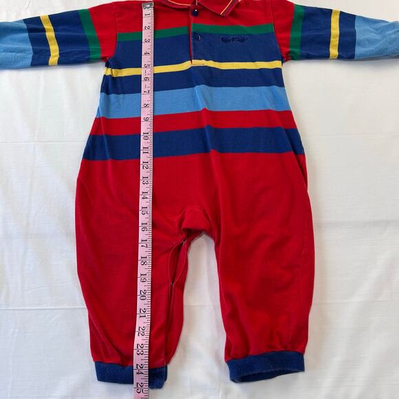 Baby Oshkosh B’Gosh Vintage Red & Blue Striped Romper Size 24 Months Polo - Picture 7 of 8